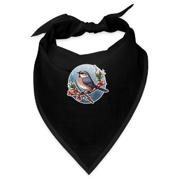 Niedlicher, winterlicher Vogel - Bandana - Schwarz - Vorne