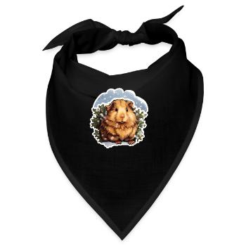 Winterliches Meerschweinchen - Bandana - Schwarz - Vorne