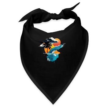Sonnenuntergang am Meer - Sonne, Meer und Palme - Bandana - Schwarz - Vorne