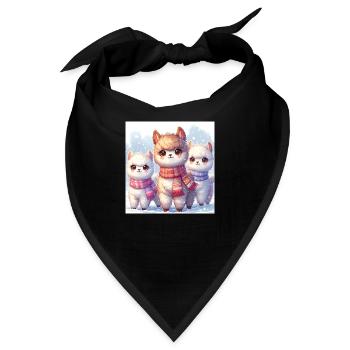 Sweet Alpaka im Winter - Bandana - Schwarz - Vorne