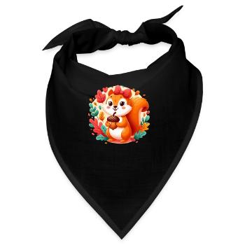Süßes Eichhörnchen mit Eichel - Bandana - Schwarz - Vorne