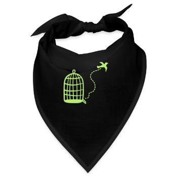 Käfig - Vogel fliegt - Bandana - Schwarz - Vorne