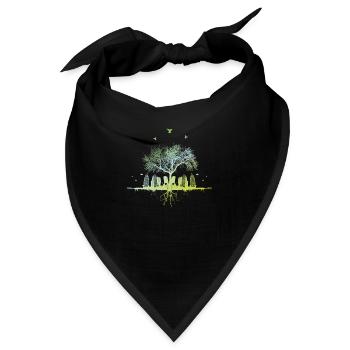 citytree / Natur Stadt urban Baum Wald Vögel vegan - Bandana - Schwarz - Vorne