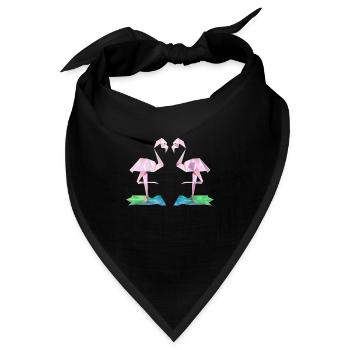 Low-Poly-Flamingo - Bandana - Schwarz - Vorne