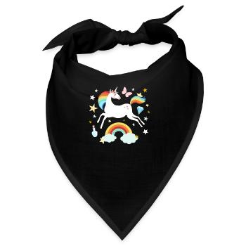 springendes Einhorn Regenbogen Pferd Wolken Sterne - Bandana - Schwarz - Vorne