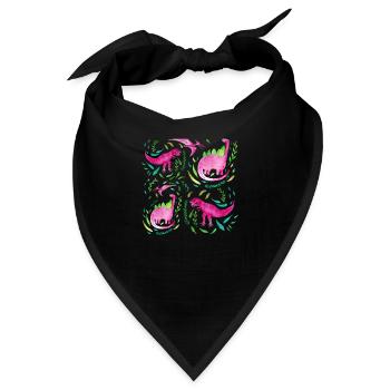 Rosa Dinosaurier für Mädchen Geschenk - Bandana - Schwarz - Vorne