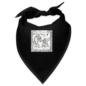 Der Gott Odin gegen den Wolf Fenrir - Bandana - Schwarz - Vorne