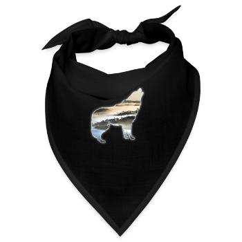 Wolf Landschaft Berge Nebel Geschenk - Bandana - Schwarz - Vorne