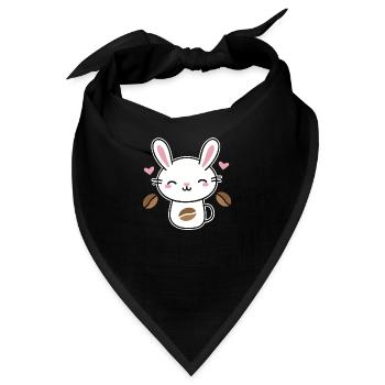 Kaffee Koffein Hase Kaninchen Kaffeebohne Geschenk - Bandana - Schwarz - Vorne