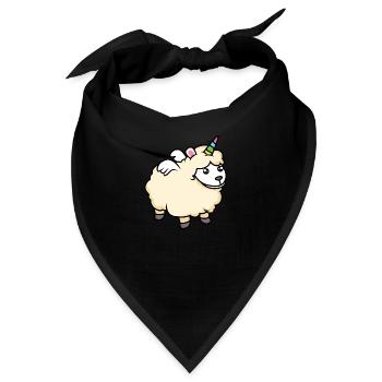 Süßer Mix aus Schäfchen und Einhorn - Bandana - Schwarz - Vorne