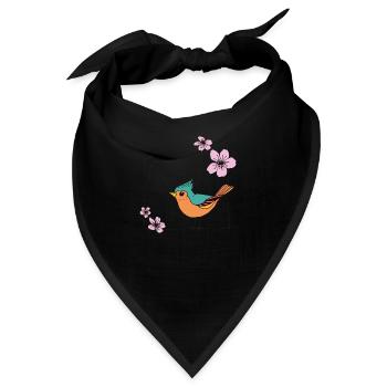 Singender Vogel - Bandana - Schwarz - Vorne