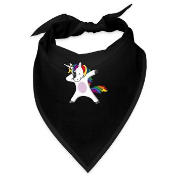 Dabbing Unicorn Einhorn Dab Regenbogen Pferd - Bandana - Schwarz - Vorne