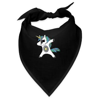 Dabbing Unicorn Einhorn Dab Regenbogen Pferd Stern - Bandana - Schwarz - Vorne