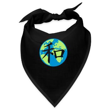 Japanisches Zeichen Weltfrieden - Bandana - Schwarz - Vorne