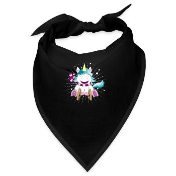 Einhorn auf Schlitten Weihnachten - Bandana - Schwarz - Vorne