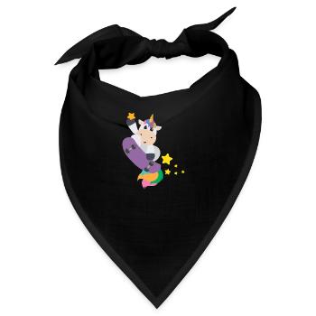 Einhorn Skateboarden Magie Sterne Kindergeschenk - Bandana - Schwarz - Vorne