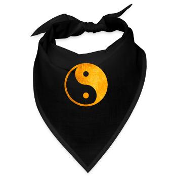 Gold Yin Yang, Yin Yang Symbol, Yin Yang Taoismus - Bandana - Schwarz - Vorne