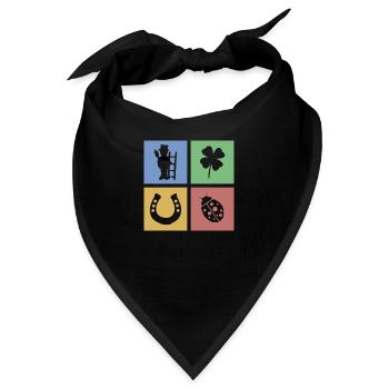 Glückssymbol Klee Marienkäfer Hufeisen Schornstein - Bandana - Schwarz - Vorne