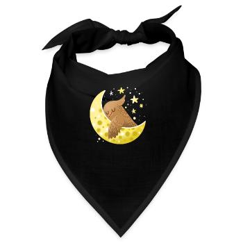 Nächtliche Sleepy Eule auf einem Mond aus Käse - Bandana - Schwarz - Vorne
