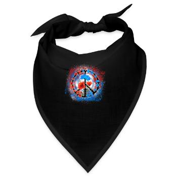 Peace / Mohnblumen Peacezeichen - Bandana - Schwarz - Vorne