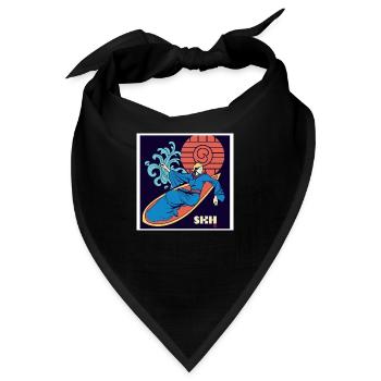 Mädchen auf Surfboard Jugendstil - Bandana - Schwarz - Vorne