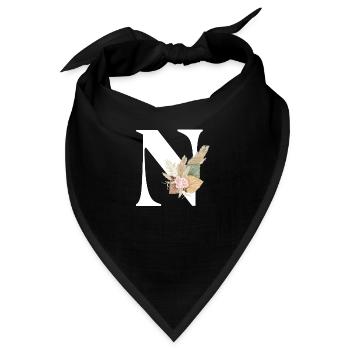 Buchstabe N Blumen - Bandana - Schwarz - Vorne