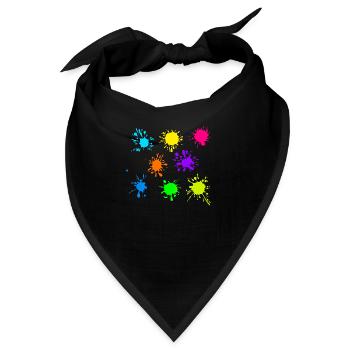 Bunte Farbkleckse Farbspritzer - Bandana - Schwarz - Vorne