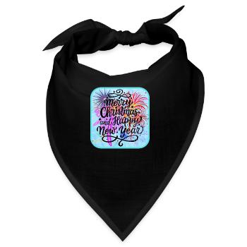 Frohe Weihnachten, Frohes Neues Jahr - Bandana - Schwarz - Vorne