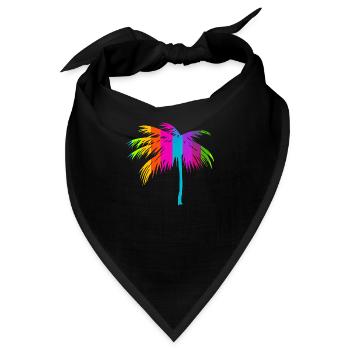 Tropisches Strand Paradies Palmen Regenbogen 2 - Bandana - Schwarz - Vorne