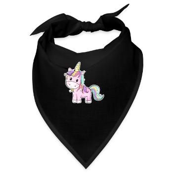Niedliches Pferdchen Einhorn Unicorn - Bandana - Schwarz - Vorne
