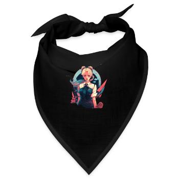 Anime Schulmädchen -Blauäugige Frau im Matrosenanzug - Bandana - Schwarz - Vorne