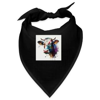 Kuh Wasserfarbe - Bandana - Schwarz - Vorne