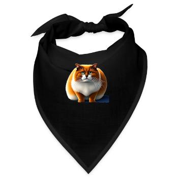 Fette Katze mit flauschigem Fell - Bandana - Schwarz - Vorne
