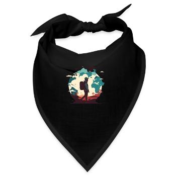 Fernweh, Flugzeuge am Himmel und Wanderer - Bandana - Schwarz - Vorne