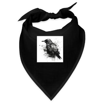 Schwarze Krähe - düstere Illustration - Bandana - Schwarz - Vorne