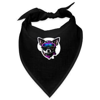 Chihuahua futuristisch mit Brille - Bandana - Schwarz - Vorne