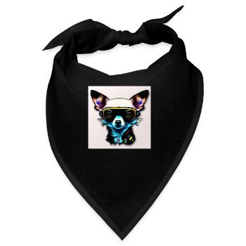 Chihuahua futuristisch mit Brille - Bandana - Schwarz - Vorne