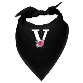 Buchstabe v blumig - Bandana - Schwarz - Vorne