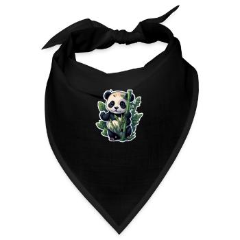Cute Panda with Bamboo - Bandana - Schwarz - Vorne