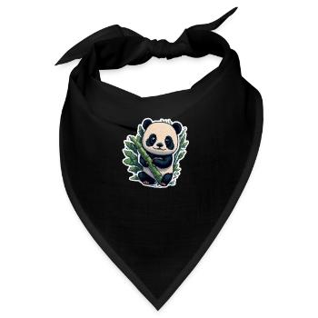 Cute Panda with Bamboo - Bandana - Schwarz - Vorne