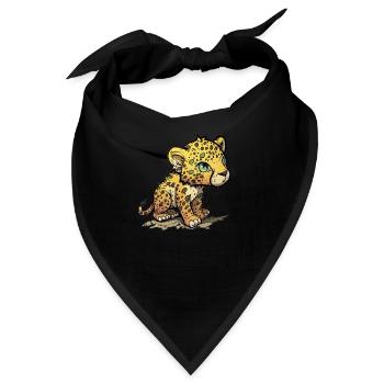 Leopard Comicstil - Bandana - Schwarz - Vorne
