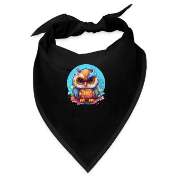Niedliche Wachsame Eule | Nachtschwärmer Eule - Bandana - Schwarz - Vorne