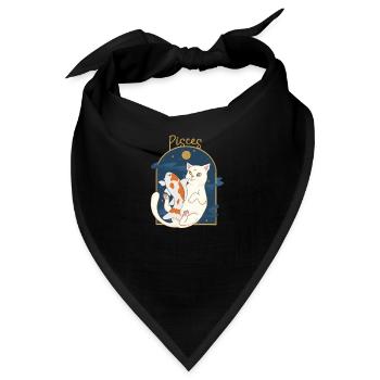 Pisces Zodiac Sign Cat - Bandana - Schwarz - Vorne