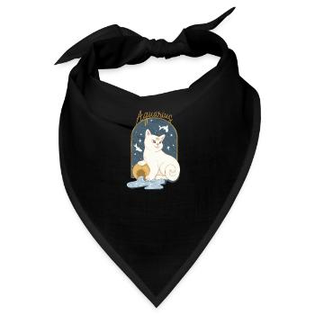Aquarius Zodiac Sign Cat - Bandana - Schwarz - Vorne