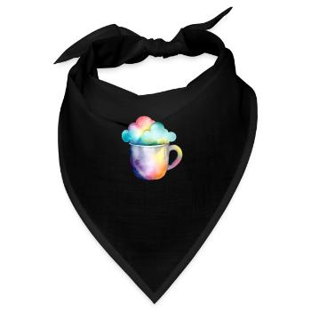 Regenbogenkaffee mit Wolke - Bandana - Schwarz - Vorne