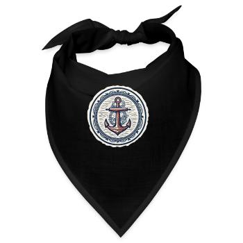 Anker Logo, nautisch - Bandana - Schwarz - Vorne
