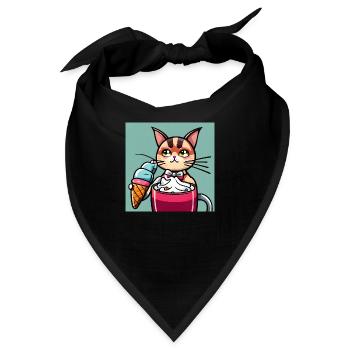 Niedliche Katze, die leckeres Eis genießt - Bandana - Schwarz - Vorne