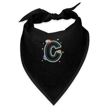 Fahrzeug Buchstabe c - personalisiertes Kindergeschenk - Bandana - Schwarz - Vorne