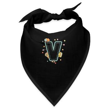Buchstabe v Fahrzeug - personalisiertes Kindergeschenk - Bandana - Schwarz - Vorne