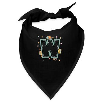 Buchstabe w Fahrzeug - personalisiertes Kindergeschenk - Bandana - Schwarz - Vorne